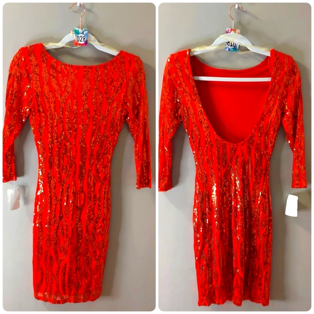 Orange Sequin Dress